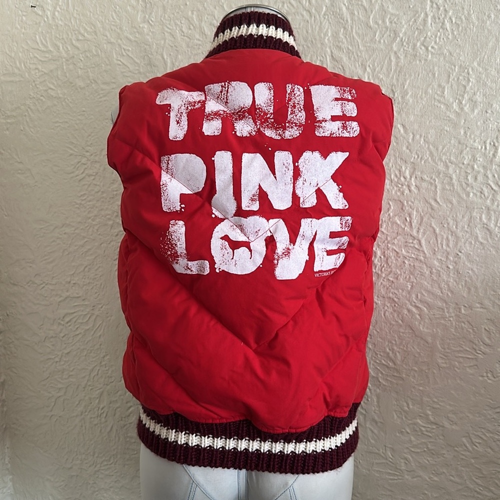 Vintage Victoria’s Secret Red True Love Outerwear Vest M/L y2k Feather Down